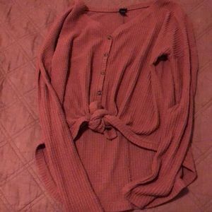 Crop top tied at the bottom